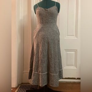 Gray pinstripe linen dress sz 6 Pockets!